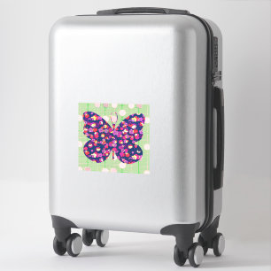 Pop Art stijl vlinder op sticker met vintage look