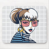 Pop Art Stijlvolle Vrouw Grid Muismat (Voorkant)