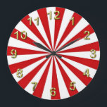 Pop Art Stralen: Rood en Wit Grote Klok<br><div class="desc">Pop Art Stralen: Rood en Wit
Kleurrijke, psychedelische, pop art-look stralen in rood en wit
Als je dit ontwerp in andere kleuren wilt zien, stuur ons dan een e-mail!</div>