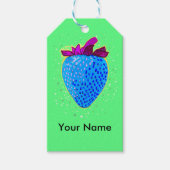 Pop Art Strawberry Blue Cadeaulabel (Voorkant)