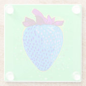 Pop Art Strawberry Blue Glazen Onderzetter (Achterkant)