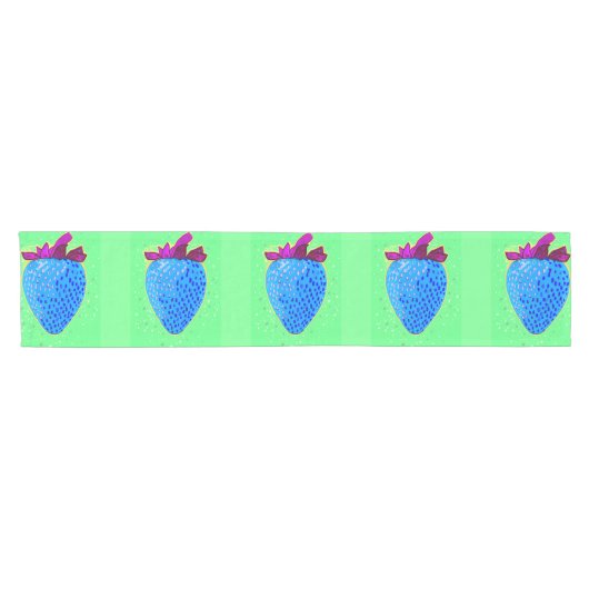 Pop Art Strawberry Blue Korte Tafelloper (Horizontaal)
