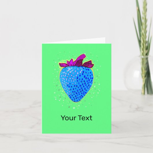 Pop Art Strawberry Blue Notitiekaartje (Voorkant)