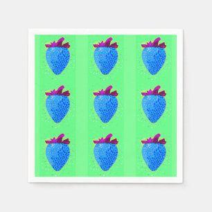 Pop Art Strawberry Blue Pattern Servet