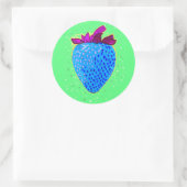Pop Art Strawberry Blue Ronde Sticker (Tas)