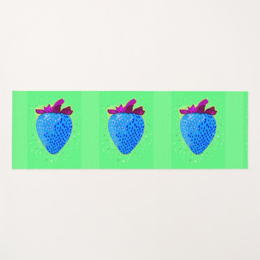 Pop Art Strawberry Blue Yogamat (Voorkant (horizontaal))