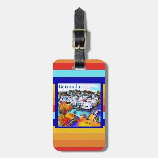 Pop Art Strepen Bermuda  Bagagelabel (Voorkant verticaal)