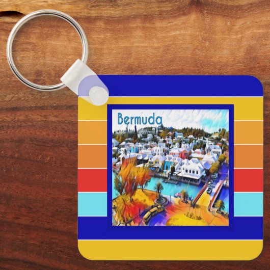 Pop Art Strepen Bermuda Sleutelhanger (Voorkant)
