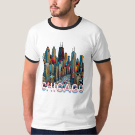 Pop art stripboek Art Chicago Illinois Skyline T-shirt