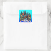 Pop art stripboek Art Chicago Illinois Skyline Vierkante Sticker (Tas)
