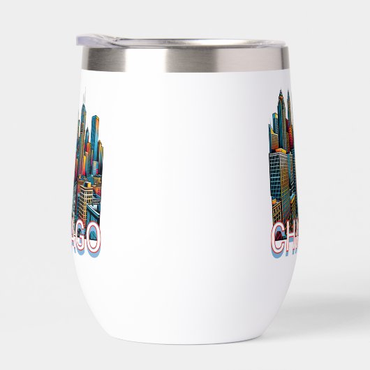 Pop art stripboek Chicago, Illinois Skyline (Rechts)