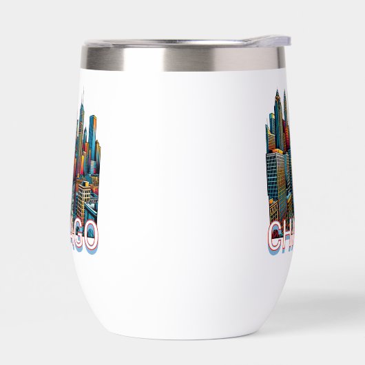 Pop art stripboek Chicago, Illinois Skyline (Links)