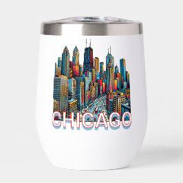 Pop art stripboek Chicago, Illinois Skyline