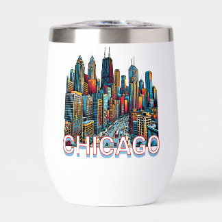Pop art stripboek Chicago, Illinois Skyline