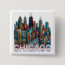 Pop art stripboek Chicago, Illinois Skyline