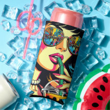 Pop Art stripboek mooie vrouw drinkt Boba