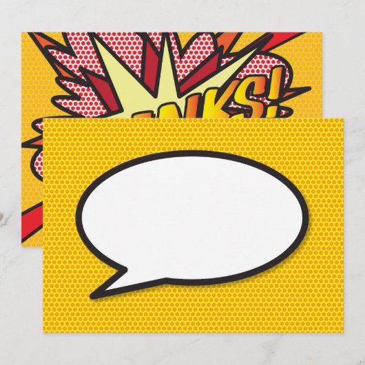 Pop Art stripboek spraakballon bedankt (Voorkant / Achterkant)