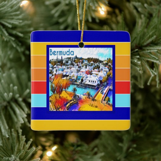 Pop Art Stripes Bermuda Keramisch Ornament (Boom)