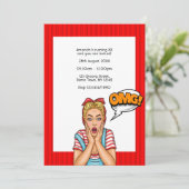 Pop Art stripverjaardagsfeest uitnodiging (Staand voorkant)