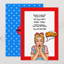 Pop Art stripverjaardagsfeest uitnodiging