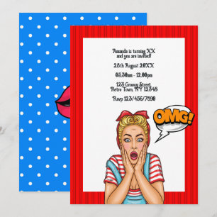 Pop Art stripverjaardagsfeest uitnodiging