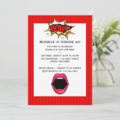Pop Art stripverjaardagsfeest uitnodiging (Staand voorkant)