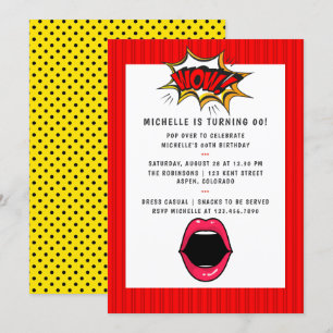 Pop Art stripverjaardagsfeest uitnodiging
