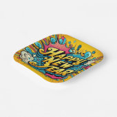 Pop Art Style Gelukkig Nieuwjaar Papieren Bordje (Gebogen)