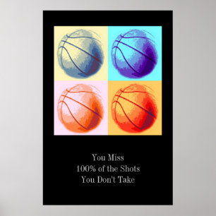 Pop Art Style Motivatie Quote Basketball Poster