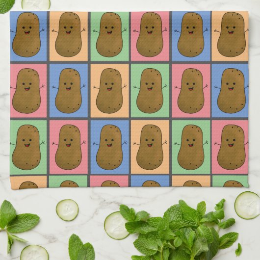 Pop Art Style Potato Theedoek (Gevouwen)