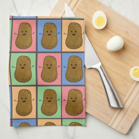 Pop Art Style Potato Theedoek (Quarter Fold)