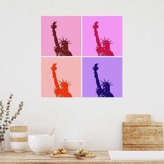 Pop Art Style Statue of Liberty Poster (Keuken)