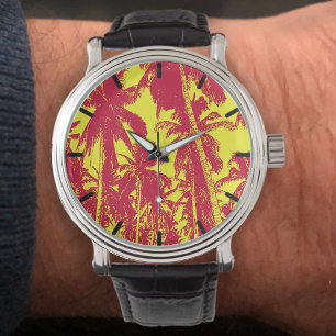 Pop Art Style Tropische palmbomen Horloge