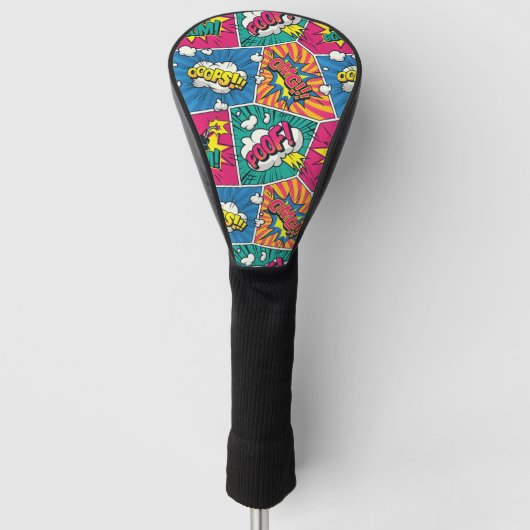 Pop Art Style - Waanzinnige Retro Comic Explosion Golfheadcover (Voorkant)