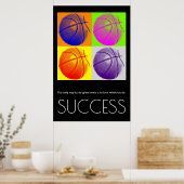 Pop Art Succes Motivatie Basketball Trendy Poster (Keuken)