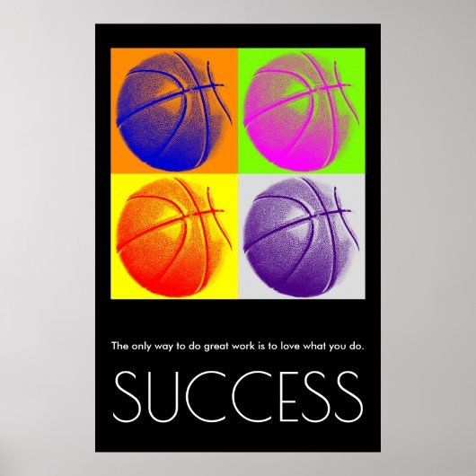 Pop Art Succes Motivatie Basketball Trendy Poster (Voorkant)
