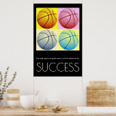 Pop Art Succes Motivatie Basketball Trendy Poster (Keuken)