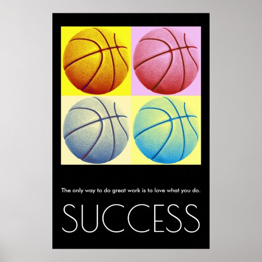 Pop Art Succes Motivatie Basketball Trendy Poster (Voorkant)