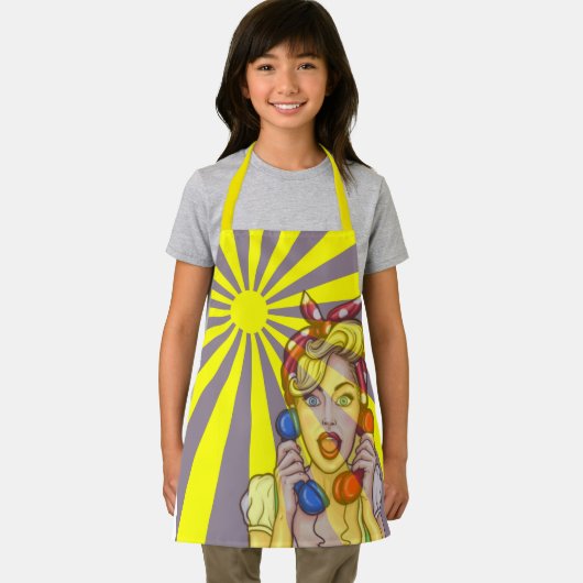 Pop Art Sun Ray Paarse & Gele Vrouwen Schort (Insitu)