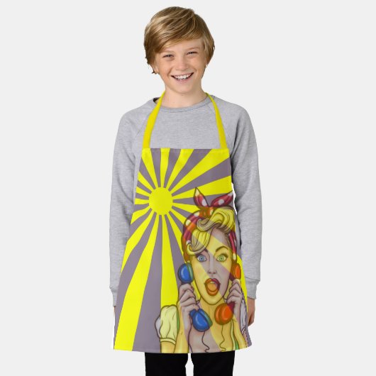 Pop Art Sun Ray Paarse & Gele Vrouwen Schort (Gedragen)