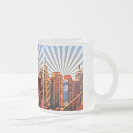 Pop Art Sunrise Skyline Matglas Koffiemok (Rechts)
