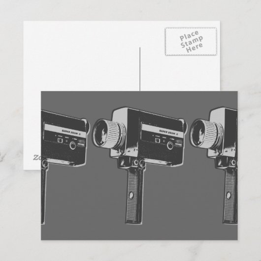 Pop Art Super 8-filmcamera Briefkaart (Voorkant / Achterkant)