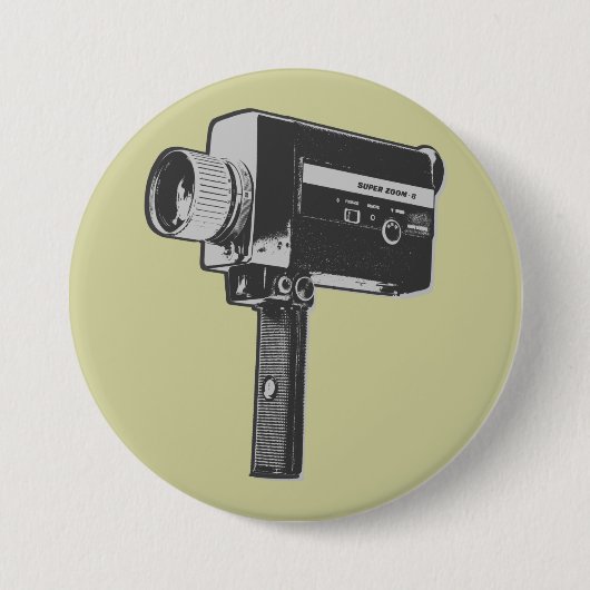 Pop Art Super 8-filmcamera Ronde Button 7,6 Cm (Voorkant)