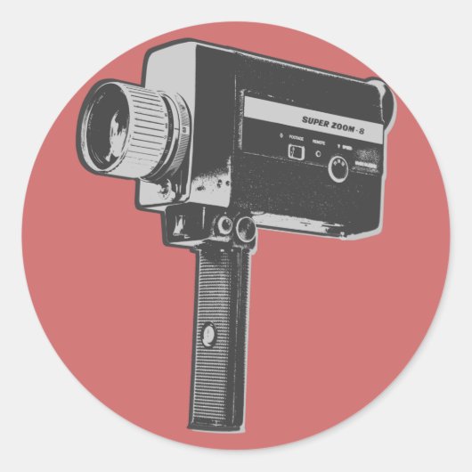Pop Art Super 8-filmcamera Ronde Sticker (Voorkant)