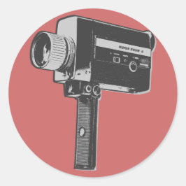 Pop Art Super 8-filmcamera Ronde Sticker