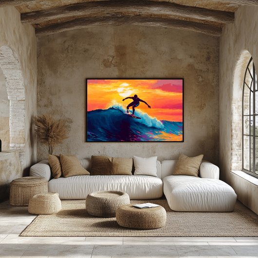 Pop Art Surfen Sunset Wall Art - Wave Riding Poster