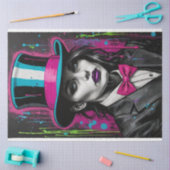 Pop Art Surrealisme Vrouw in een Top Hat Decoupage Tissuepapier (Craft)
