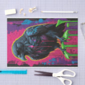 Pop Art Surrealisme Zwart en Neon Raven Decoupage Tissuepapier (Craft)