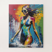 Pop Art Swimsuit Model Paint Splatter Legpuzzel (Verticaal)