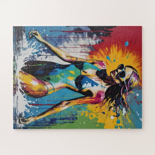Pop Art Swimsuit Model Paint Splatter Legpuzzel (Horizontaal)